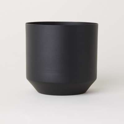 Round matte black candle container