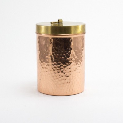 Hammered Tall Copper candle containers With Brass Lid