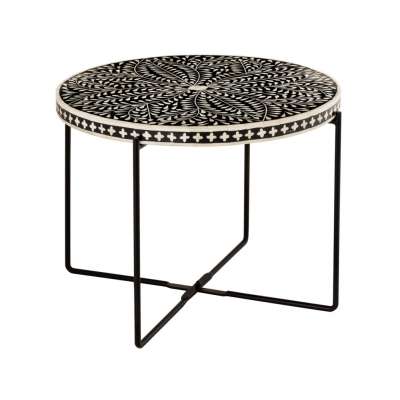 Beautiful Handmade Foldable Floral Design Round Top bone inlay coffee table Modern Living