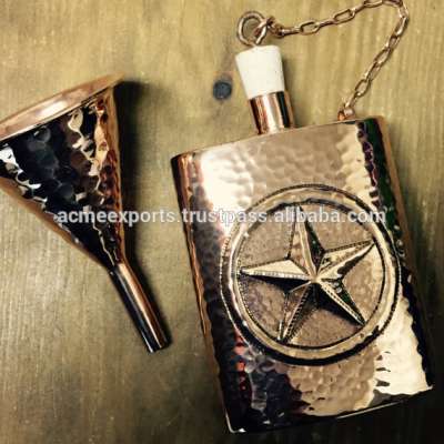 Pure Copper Whiskey Bottle | Hip Flask Pocket Bottle | Copper Hammered Wine Flask Bottle