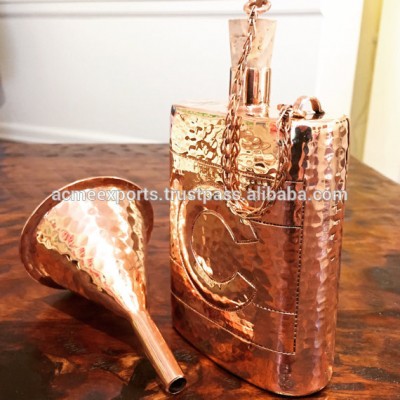 Premium Quality 100% pure copper Bottle | Hip Flask Pocket Bottle | Hammered Bottle