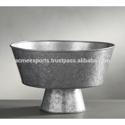 Round Galvanized Tub For Food And Fruits Holder