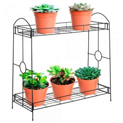 Multipurpose Storage Shelves Flower Pot metal plant stand 2 Tier for Indoor Outdoor Garden