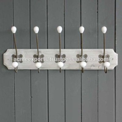 Fancy White Wall Mounted Bathroom Hooks With Ceramic Knobs for Coat