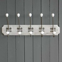 Fancy White Wall Mounted Bathroom Hooks With Ceramic Knobs for Coat