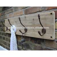 Metal Hook With wooden Base Wall Mounted Key Hooks Holder and Home Accessories Hanger