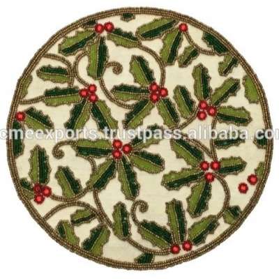 Flower Shaped Round Wedding Beaded Placemats