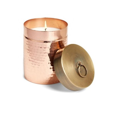 Decorative Copper Candle Pot With Lid