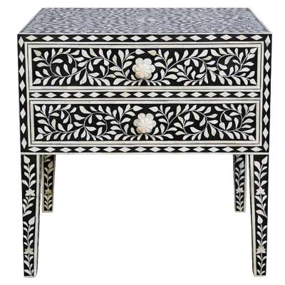 Mother of Pearl Inlay Floral Design Night stand bedside table